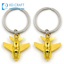 Wholesale china custom metal zinc alloy doming 3d gold plated aircraft airplane aviation keychain for decoration